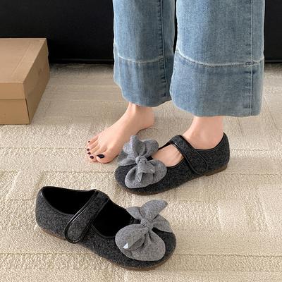 Temperamentvolle modische französische Schleife flacher Mund flache Sohle Schuhe Damen 2025 neu Frühling und Herbst vielseitige Retro Mary Jane Schuhe