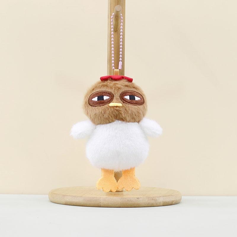 Ugly Hen Plush Toy Doll Kawaii Chicken Pendant Fur Keychain Stuffed Plushie Key Ring Birthday Christmas Gifts Car Decoration