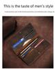 Men's Vintage Crazy Horse Leather Trifold Wallet - Genuine Leather, Multifunctional Business Clutch