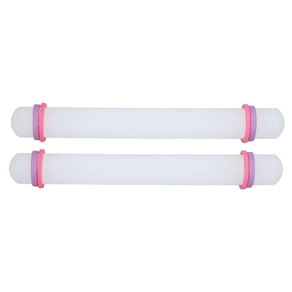 2pcs Adjustable Dough Roller Removable Guide Ring Pastry Rolling Pin Pastry Cookies Making