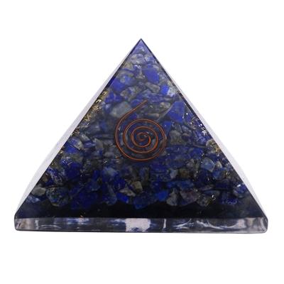 Lapislazuli-Orgon-Pyramide mit Heilkristall, Kupfer-Chakra-Symbol, Meditation, Yoga, Energiegenerator, Heimdekoration