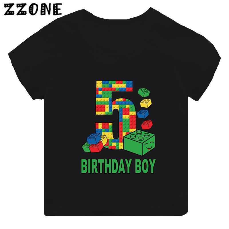 Master Builder Blocks Building Number Bow Print Boys Clothes 1 2 3 4 5 6 7 8 9 Years Birthday Kids T Shirt Baby Girls TShirts
