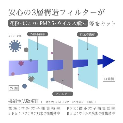 MASK LABO [100-count X 3 Boxes] Nonwoven 3-ply Mask, Regular Size, Large Capacity, Omega Pleats, 175mm X 95mm, JIS Standard, General Use, Nationwide I