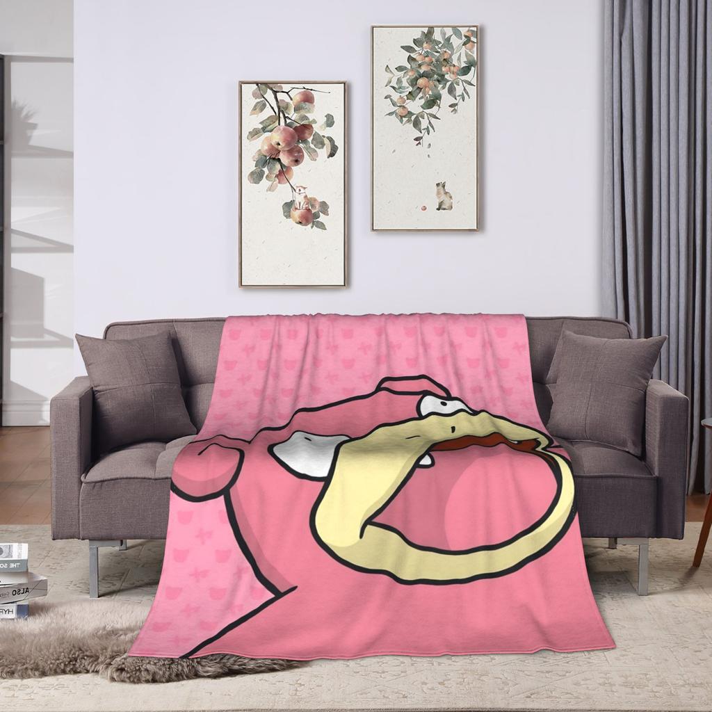 Slowpoke Cartoon Flannel Blanket  Super Warm Throw Blanket for Couch Bed Airplane Travel Fashion Bedspread Sofa Bed Cover