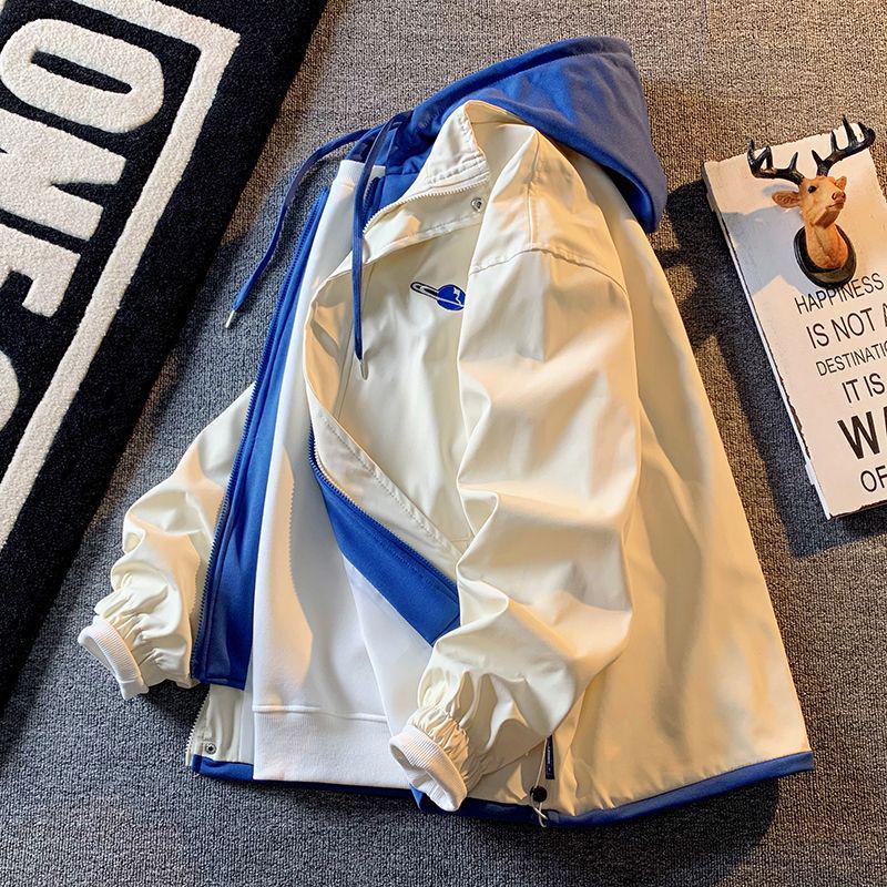 Men's Casual Loose Hooded Jacket: Versatile Two-Piece Windbreaker for Spring & Autumn Trendy Baseball Style