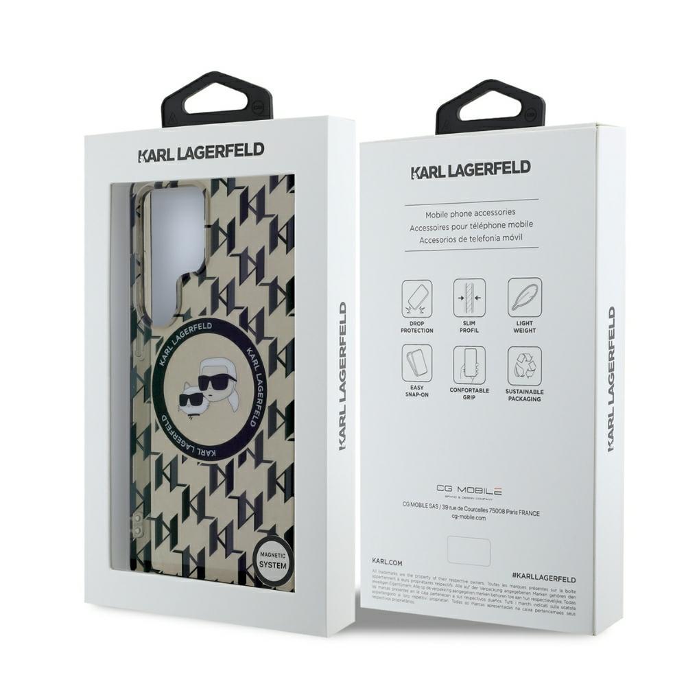 Karl Lagerfeld Button Case Karl & Choupette Heads On Kl Pattern Magsafe For Samsung Galaxy S25 Ultra Black