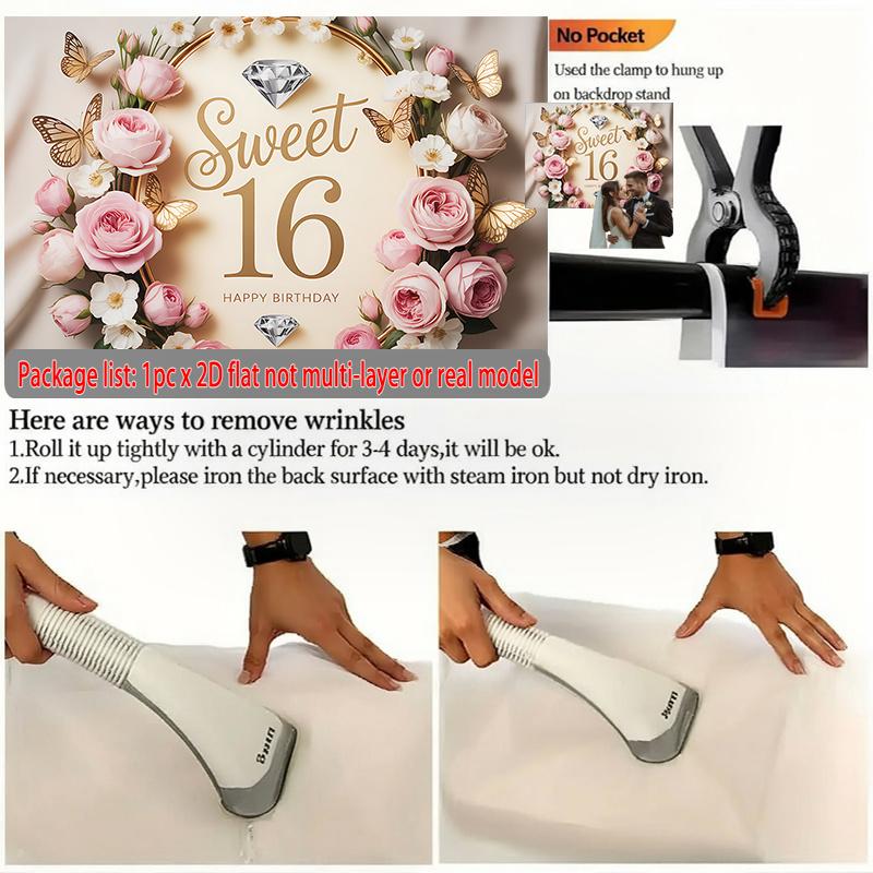 Party Backdrop 16 Birthday Flat Sweet Card Celebration Photo Booth Front Door Decor
