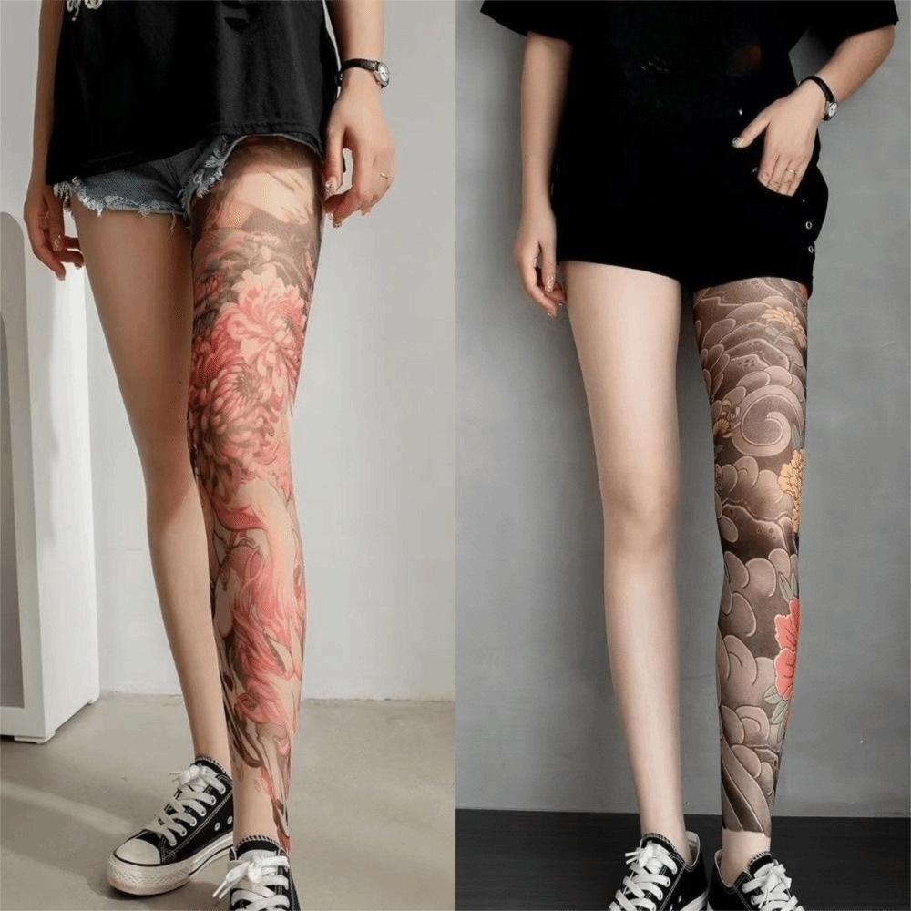 Sexy Peony Printed Tights High Waist Elastic Fake Pantyhose Nylon Female Stockings Party