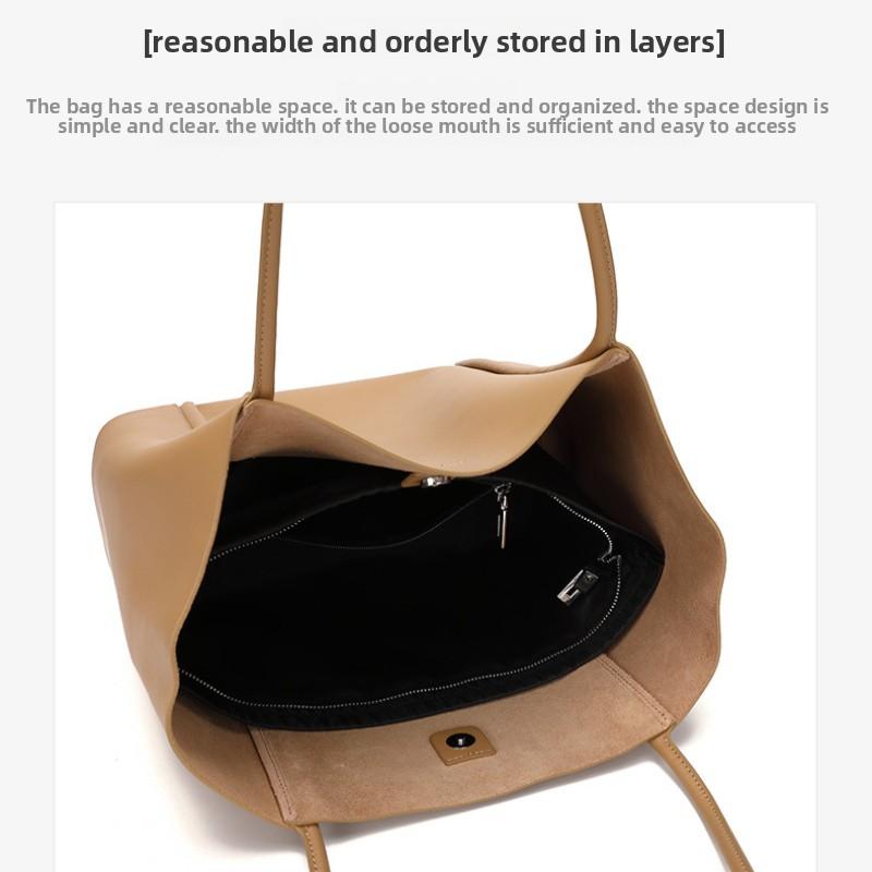 Leather Women's Bag Tote Bag Summer Hand-held Large Bag Cowhide Commuter Shoulder Bag Women's Large Capacity