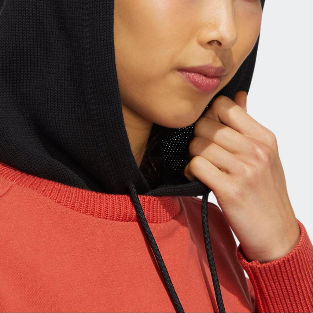 Adidas Originals Clover Logo Print Patch Hooded Drawstring Long Sleeve Sweatshirt Women Tops Multicolor HS9502