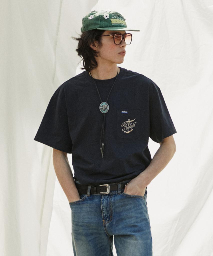 PENFIELD Nef Yarn Embroidered Short Sleeve T-Shirt Navy_Fr2Kt37U