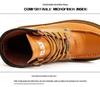 Unisex Carter Martin Leather Work Boots - British Style, High-Top, Yellow, Short Ankle Boots for Autumn and Winter.