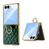 Fashionable Magnetic Diamond Grid Leather Ring Case for Samsung Z Flip 8 7 FE 6 5 4 3 Shockproof  for Magsafe Stand Slim Cover
