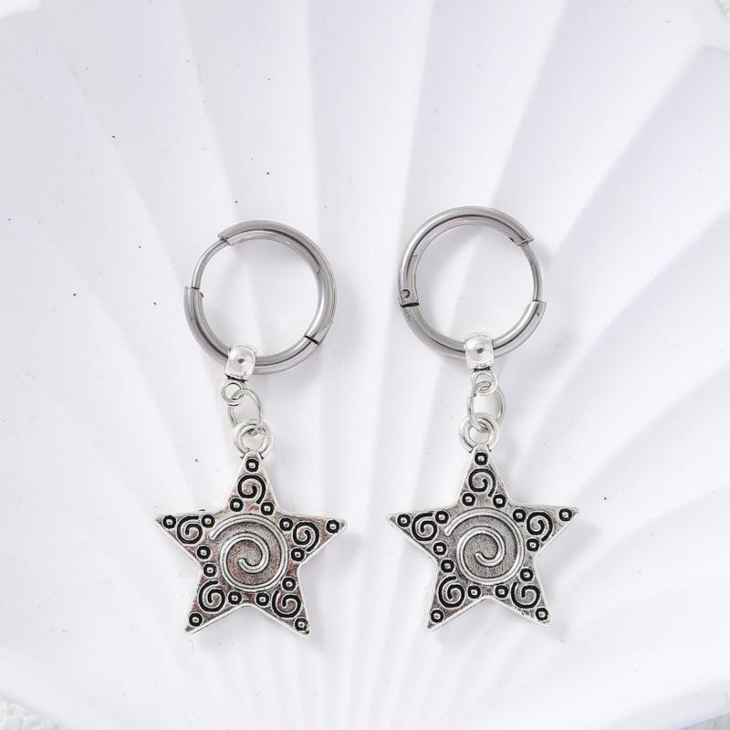 Stainless Steel Five-Pointed Star Earrings