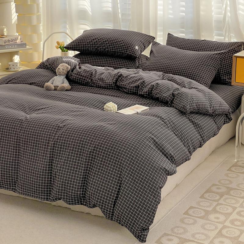 Καρό Μονόχρωμο Απλό Χρώμα Διπλοπλυμένο Βαμβάκι Βαμβακερό Σετ Τεσσάρων Τεμαχίων