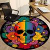 1pc Skull Flowers Chair Carpet for Office, Round Non Slip Durable Large Size Office Carpet, Suitable for Office