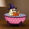 Halloween Ghost Bubble Bath Lamp Spooky Reading Book Cartoon Ghost Decorative Lamp Home Office Desktop Decoration