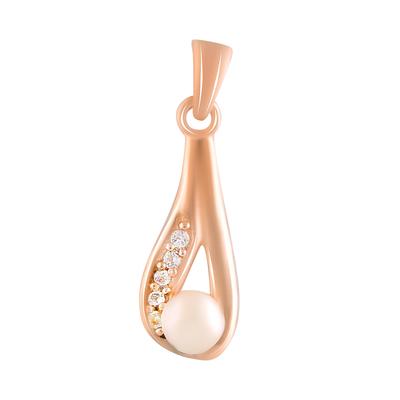 Silver Pendant with Pearls, White Topaz (2123439)