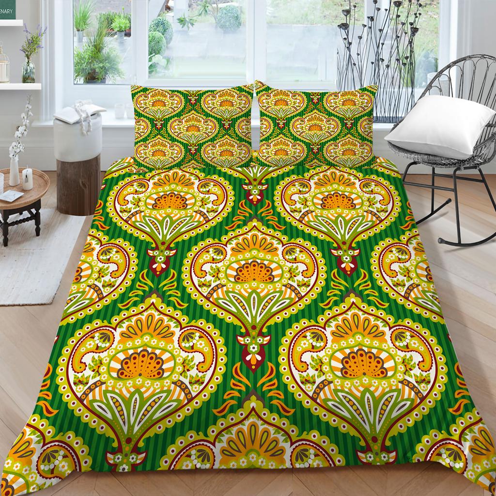3D Exotic Collection Bedding Set with Paisley Pattern Quilt Cover and Pillow Case 2/3 Pieces AU240 * 270 Extra Large Size Soft Home Decoration