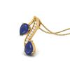 Blue Sapphire Dual Drop Wave Design Pendant - Stelring Silver
