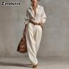 Autumn New Women's Fashion Elegant Shirt Wide Leg Long Set Women