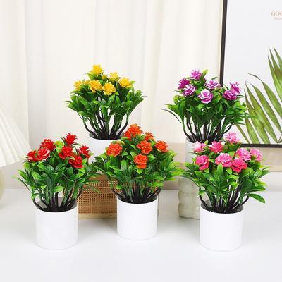 5 Colors Artificial Potted Plant 18*22cm Plastic Simulated Tree Ornaments Table Decor Fake Plants For Wedding Home Hotel Office