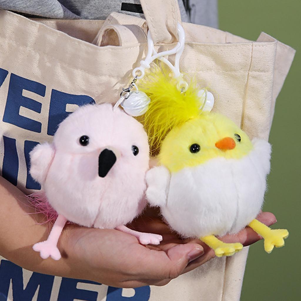 Non-Toxic 1Pc Cute Chirping Bird Parrot Shake And Make Sound Plush Toy With Keychain Bell Flamingo Backpack Pendant Decor Christmas Gift