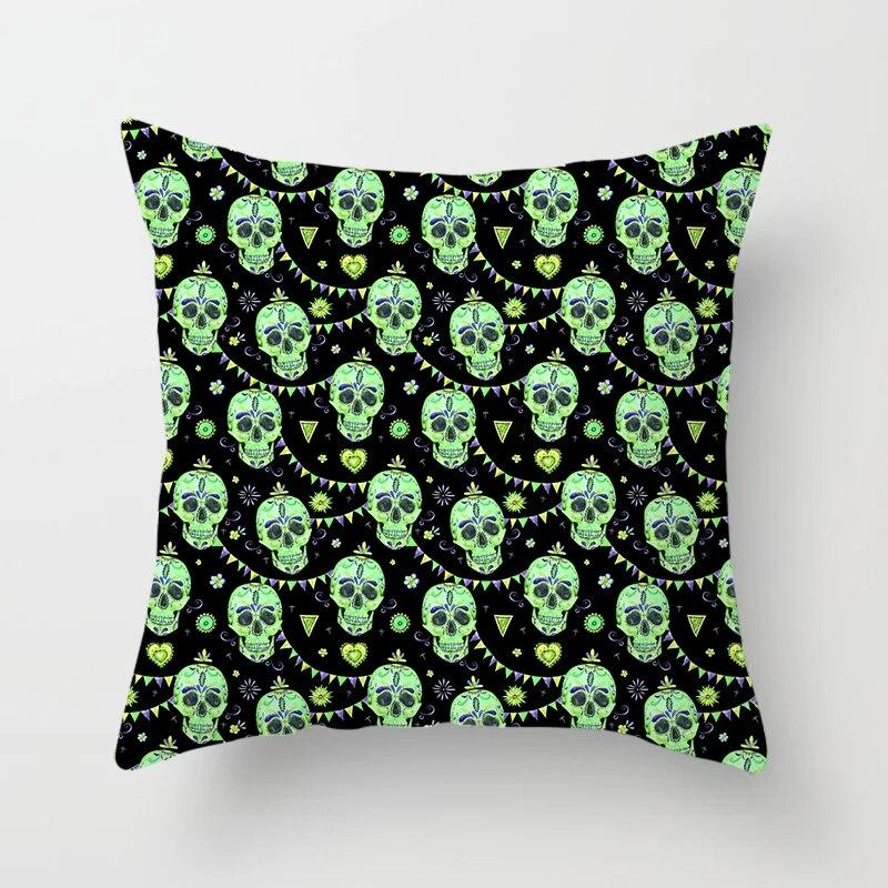 

Вечерние наволочки с черепом и овсянкой, украшение с принтом, квадратный автомобильный диван, модная наволочка 45*45 см, обустройство дома 40x40cm