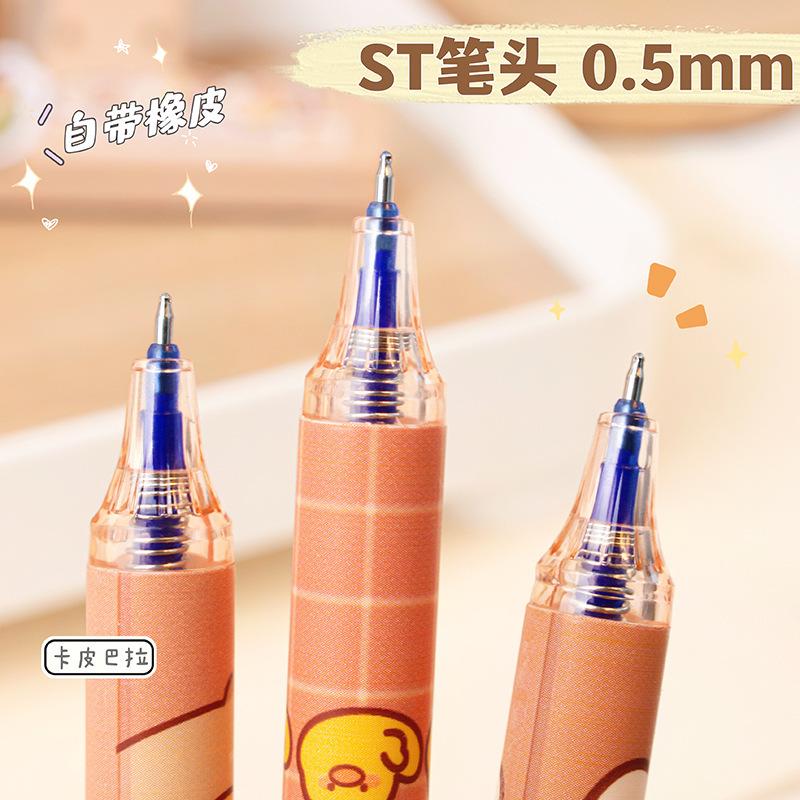 6Pcs Cute Capybara Gel Pens Kawaii Pen Set Quickly-Drying Blue Erasable Pens Office School Supplies Kawaii Aesthetic Stationery