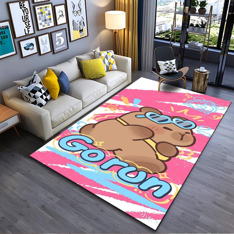 Cute Cartoon Bear with Sunglasses Pink Carpet for Living Room Decor Suitable for use as an anti-slip for living room bedroom sofas 40x60cm( 15x23in )