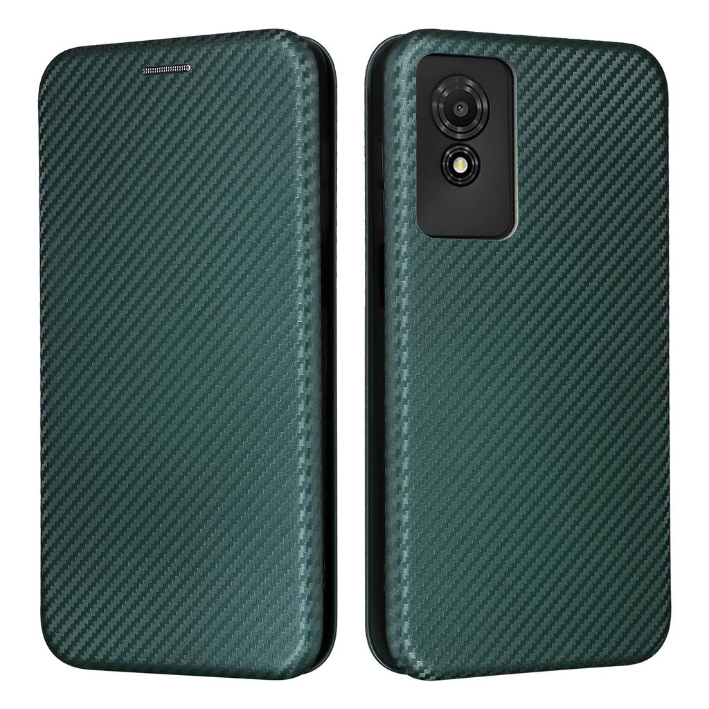 Pro TCL 501 Pouzdro Textura uhlíkových vláken Magnetické Horizontální Odklápěcí Kožené Pouzdro na Telefon