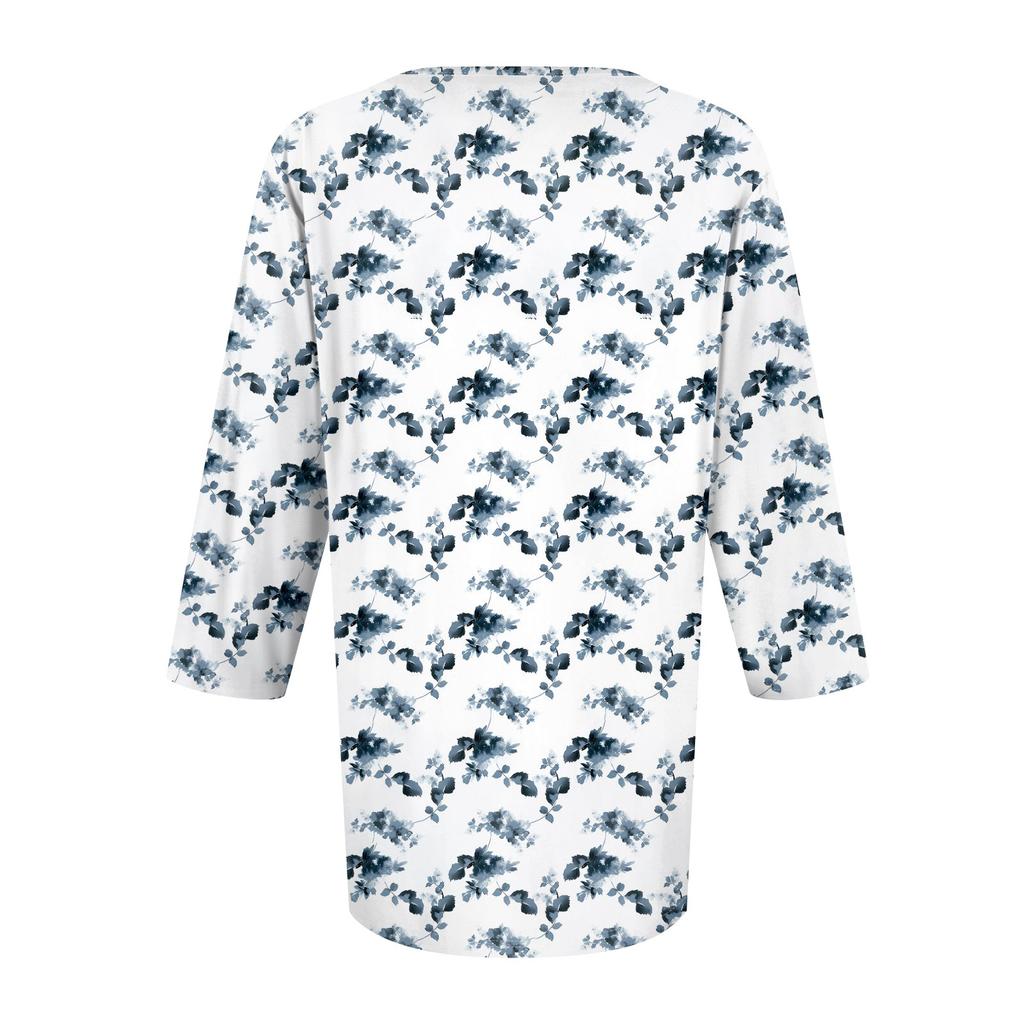 Γυναικείο μοντέρνο casual t-shirt με πλισέ λαιμόκοψη σε χρώμα V και μανίκια επτά τετάρτων