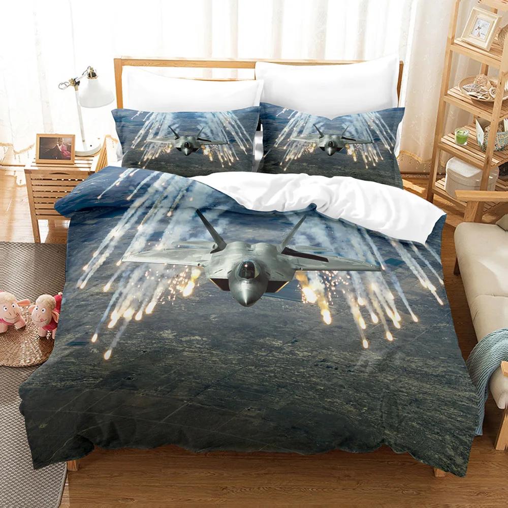 Fighter Aircraft Double Bed Comforter Cover Set Super Microfiber Duvet Cover Bed 135 Children Print Plane Bedding Set For Boy