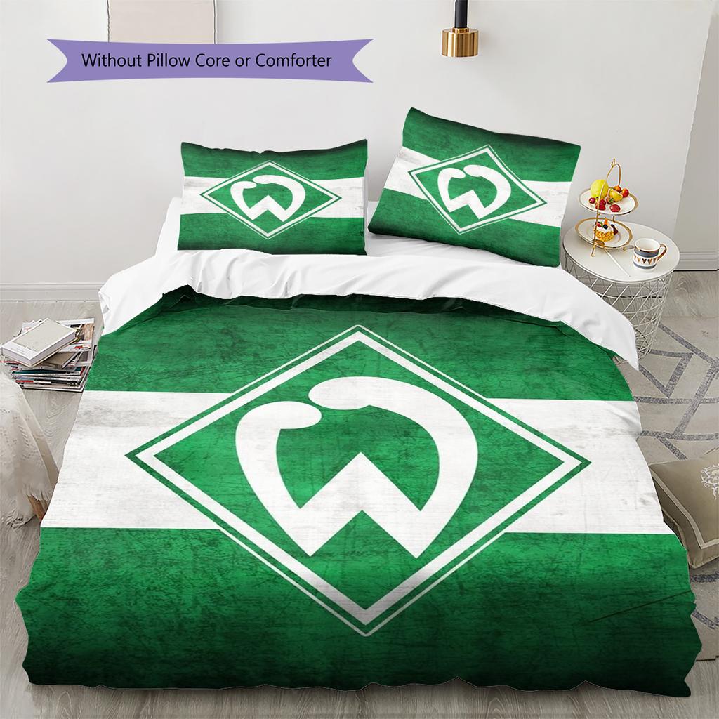 SV Werder Bremen Pattern Bedding Set Quilt Cover Pillowcase Home Decor Gift (1 * Duvet Cover + 2 * Pillowcase, Without Core)