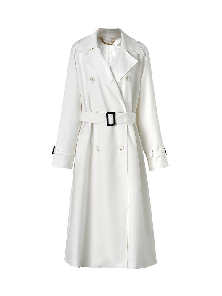 

Ретро темперамент двубортное средней длины тренч пальто женское ранняя весна новое маленькое пальто L [150-85kg] белый