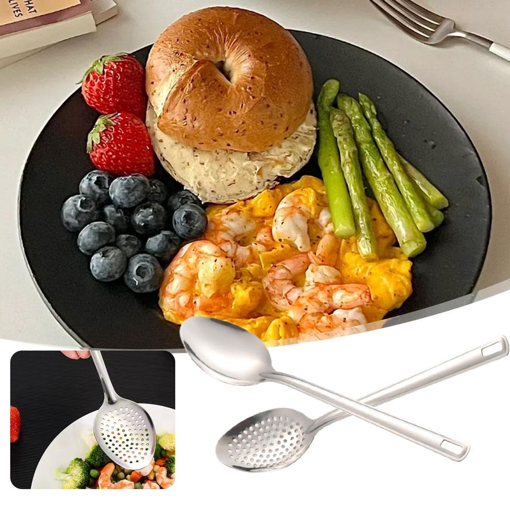 304 Stainless Steel Strainer Spoon Colander Kitchen Colander Skimmer Kitchenware Skimmer Residu D4A5