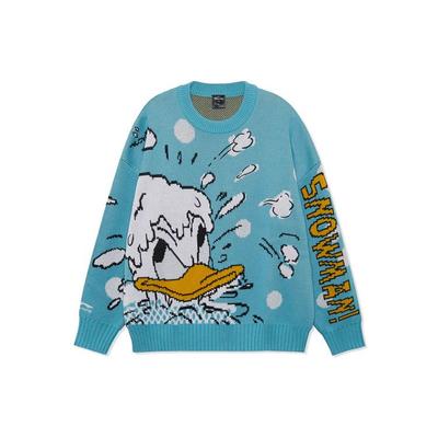 Li Ning X Disney Collaborazione Serie Sport Lifestyle Maglione Pullover Largo con Motivo Cartone Animato Unisex Blu AMBR018-1