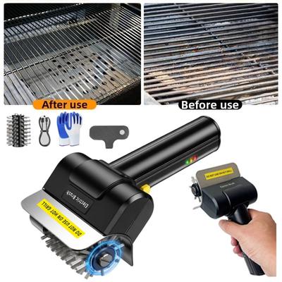 Portable Electric Grill Brush Stainless Steel Roller Grill Cleaner Brush  Outdoor Cooking