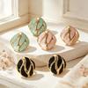 French Style Enamel Plaid Stainless Steel Earrings - Retro Wave Pattern Studs