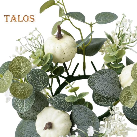 Kunstig gresskar Lys Ring Krans Blomster Bordplate Midtpunkt Faux Flower Pillar Lys Ring for Hjem Bryllup Bord Dekor