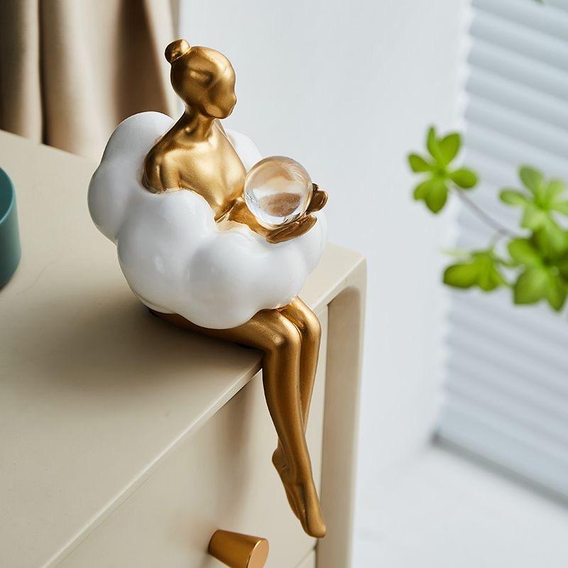 Abstract Cloud Ballet Girl Desk Figurine Ornament – Creative Home & Study Decoration