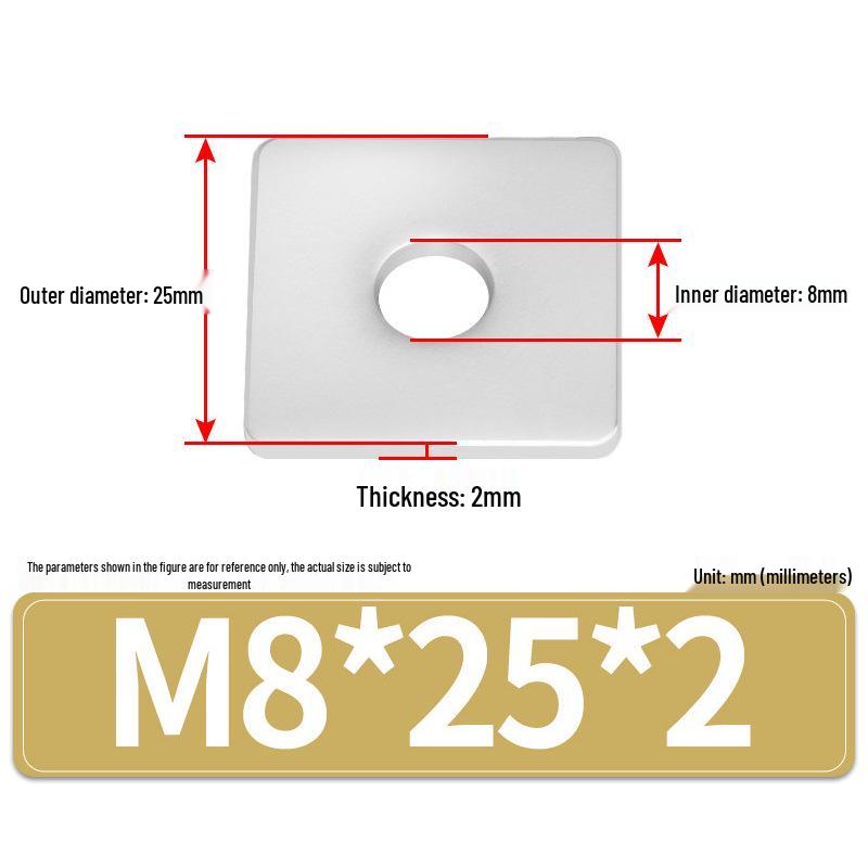 304 Stainless Steel Thickened Square Flat Washers M4-M24
