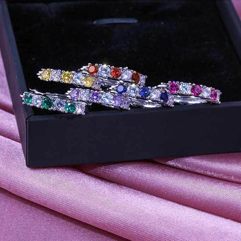 Earrings, European and American Colorful Zircon Ear Buckles, Fashionable Zircon Women's Earrings, Versatile Earrings