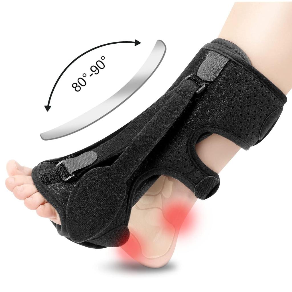 Plantar Fasciitis Night Splint, Plantar Fasciitis Relief Brace, 3 Adjustable Straps Relief Brace for Foot Drop, Achilles Tendonitis & Heel Pain - Day