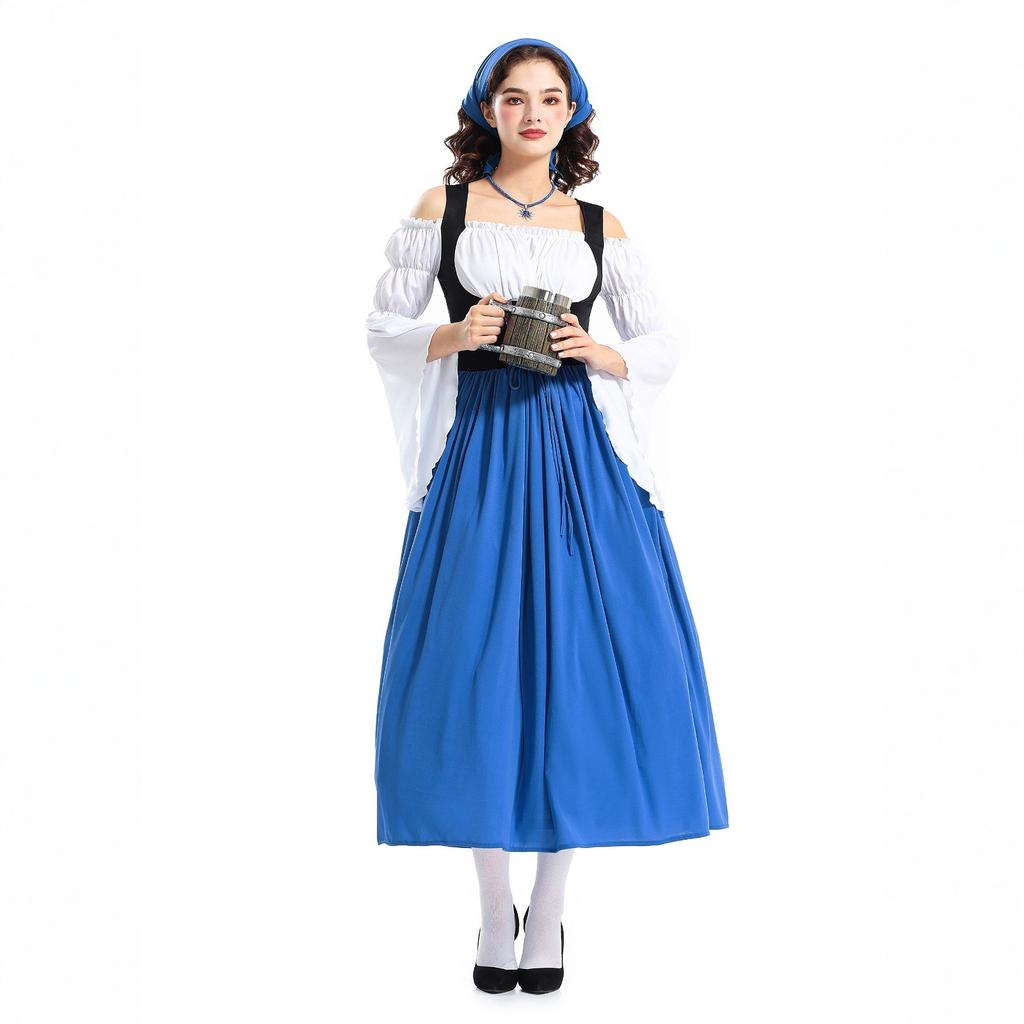 Dámské vintage farmářské šaty jednobarevné patchworkové šaty s dlouhým rukávem