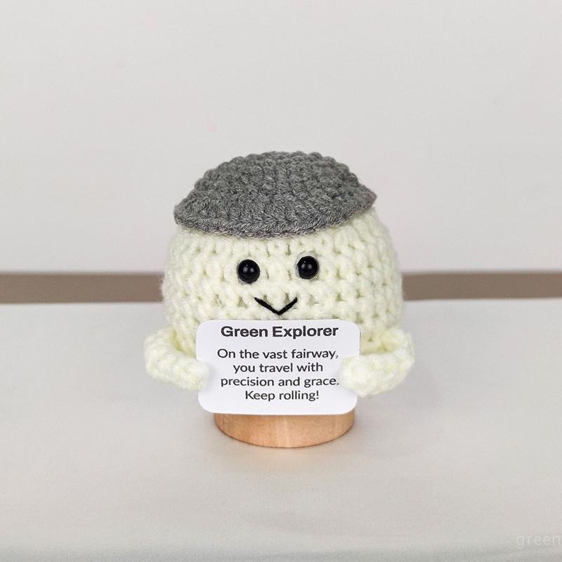 Handmade Crochet Miniature Ball Game Positive Encourage Energy Card Emotional Ornament Car Decorations Wovening Finished Product
