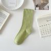 Dámské jarní a podzimní bavlněné ponožky Xiaohongshu do poloviny lýtek, nežmolkující - bez kostic, volný střih, tenké, jednobarevné