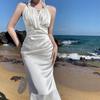Maxi Dresses for Women Prom Elegant Sleeveless Female Vestidos Mermaid Robe 2026 Fashion Slim Lady O-neck Solid One Pieces Dress