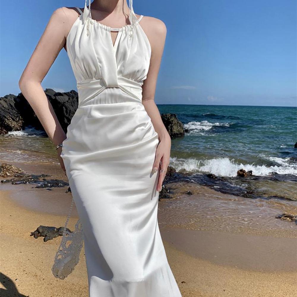 Maxikleider für Damen Abschlussball Elegant Ärmellos Damen Vestidos Meerjungfrau Robe 2026 Mode Schlanke Dame Rundhalsausschnitt Einfarbig Einteiler Kleid