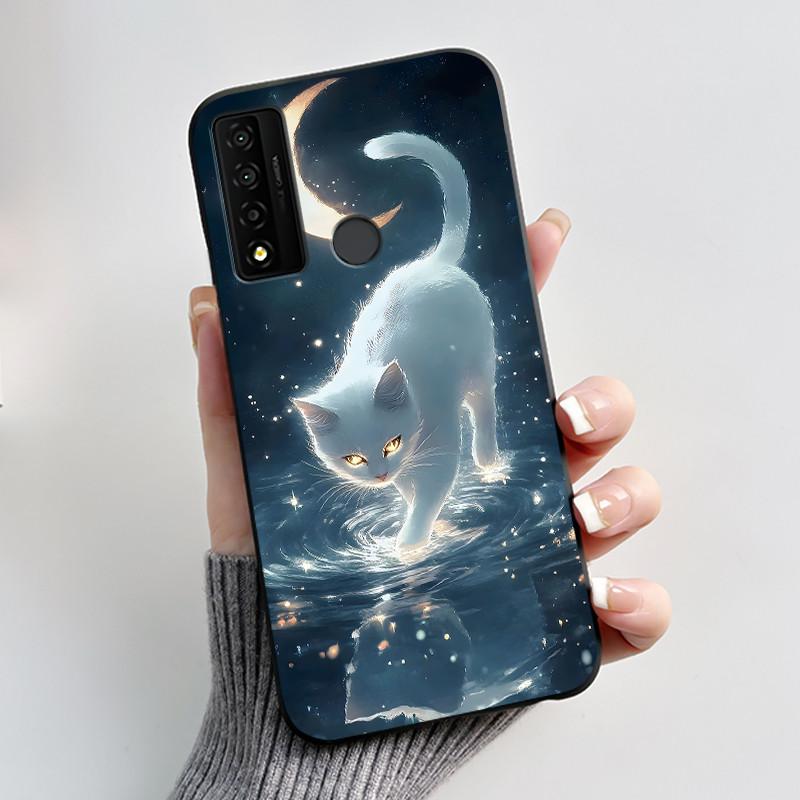 Casing For TCL 20 XE Case Aesthetic Fashion Cute Cat Astronaut Black Soft Silicone Protective Back Cover For TCL 20XE Phone Case